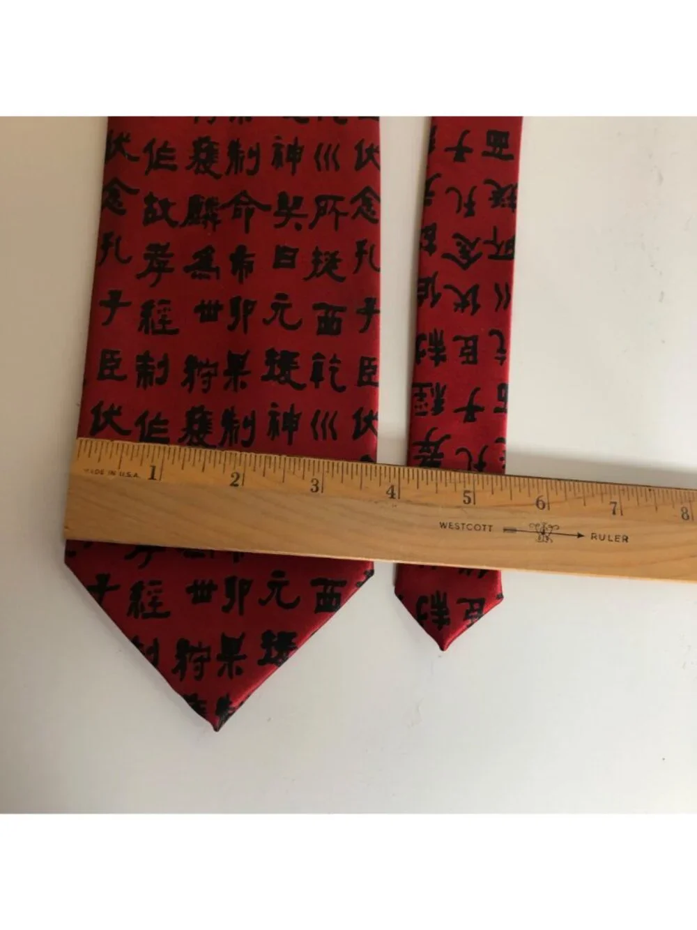 Asian-Inspired Symbols Silk Tie Red Black Mens Necktie Office Work Formal Gift